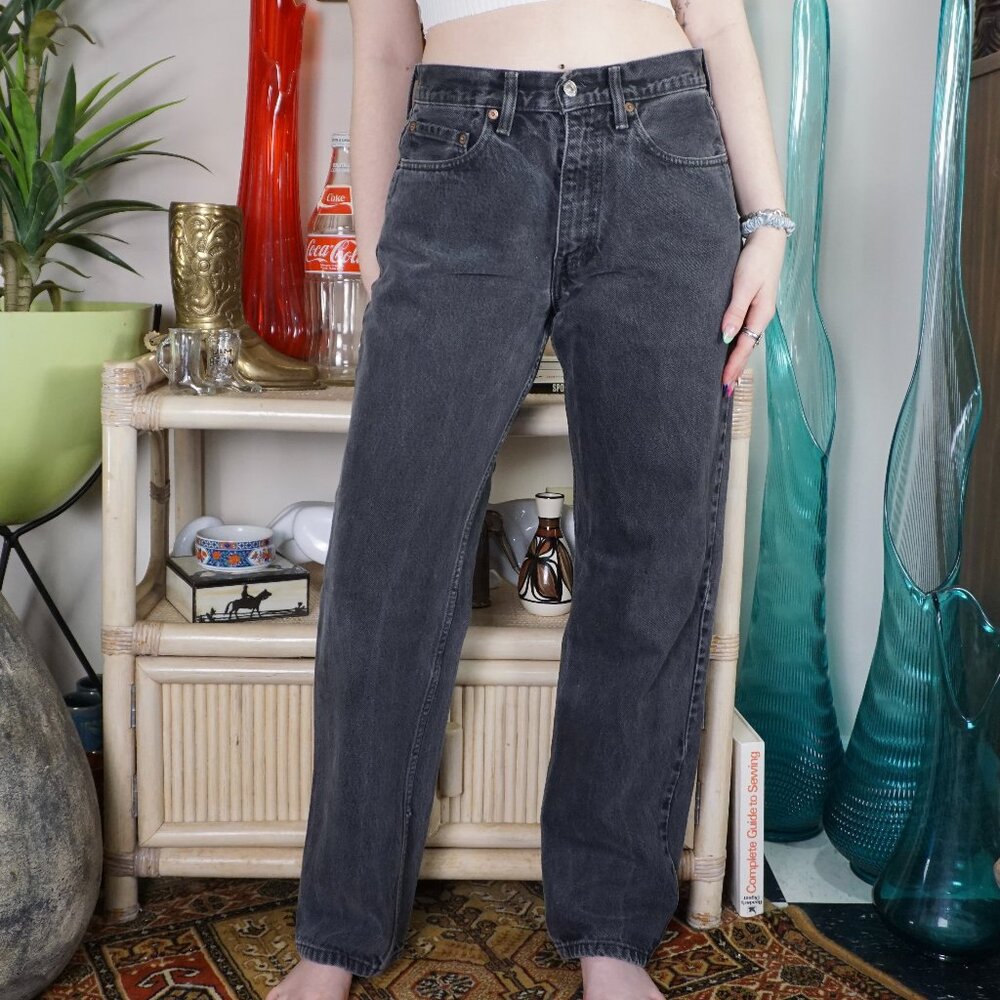 Y2k Levi's 550 faded black relaxed fit straight leg jeans